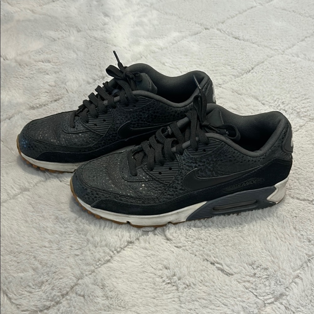 DS Nike 2015 Air Max 90 Premium Black Safari Safari Animal Shoes